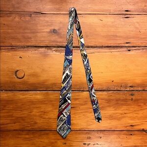 Nicole Miller Blue and Red Graphic Tie